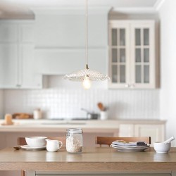 19187-001 Brushed Aged Brass Pendant with Decorative Glass