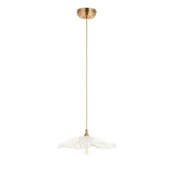 19187-001 Brushed Aged Brass Pendant with Decorative Glass