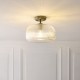 82967-001 Antique Brass Semi Flush with Clear Ribbed Glass