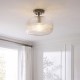 82967-001 Antique Brass Semi Flush with Clear Ribbed Glass