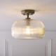 82967-001 Antique Brass Semi Flush with Clear Ribbed Glass
