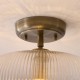 82967-001 Antique Brass Semi Flush with Clear Ribbed Glass
