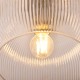 82967-001 Antique Brass Semi Flush with Clear Ribbed Glass