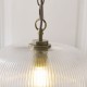 82968-001 Antique Brass Pendant with Clear Ribbed Glass