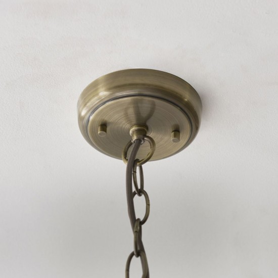 82968-001 Antique Brass Pendant with Clear Ribbed Glass