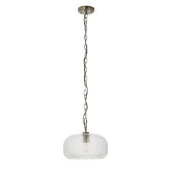 82968-001 Antique Brass Pendant with Clear Ribbed Glass
