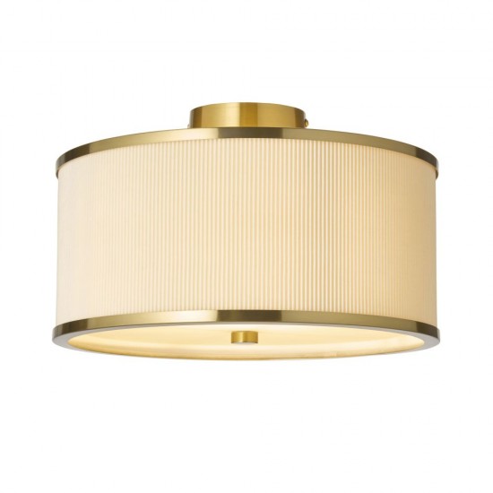 82973-001 Brushed Aged Brass Semi Flush with Ivory Shade