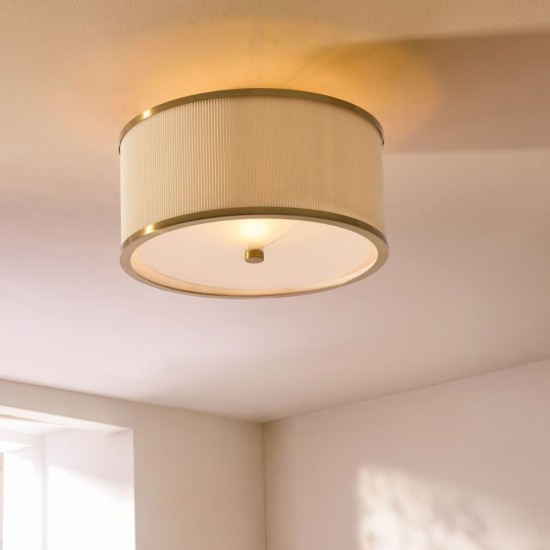82973-001 Brushed Aged Brass Semi Flush with Ivory Shade