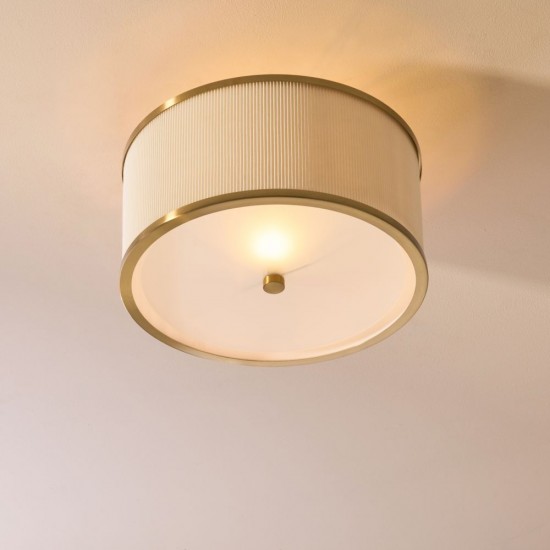 82973-001 Brushed Aged Brass Semi Flush with Ivory Shade