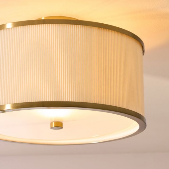 82973-001 Brushed Aged Brass Semi Flush with Ivory Shade