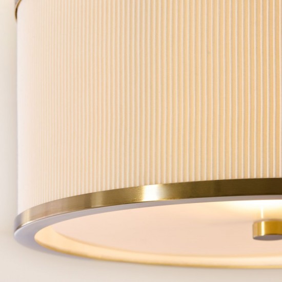82973-001 Brushed Aged Brass Semi Flush with Ivory Shade