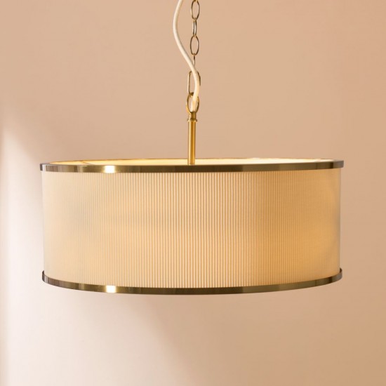 82974-001 Brushed Aged Brass 3 Light Pendant with Ivory Shade