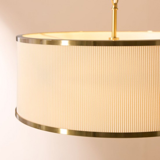 82974-001 Brushed Aged Brass 3 Light Pendant with Ivory Shade