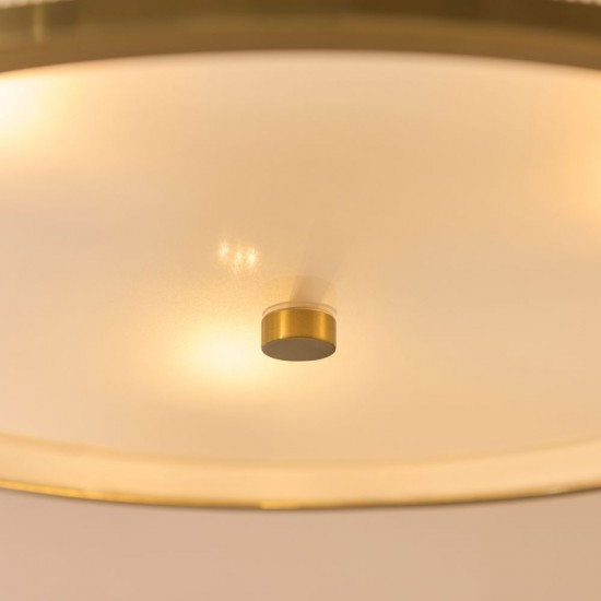82974-001 Brushed Aged Brass 3 Light Pendant with Ivory Shade