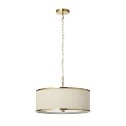 82974-001 Brushed Aged Brass 3 Light Pendant with Ivory Shade