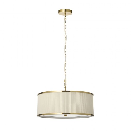 82974-001 Brushed Aged Brass 3 Light Pendant with Ivory Shade