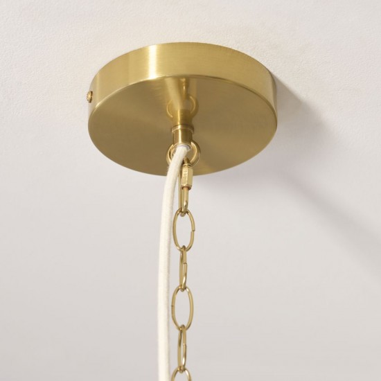 82975-001 Brushed Aged Brass 5 Light Pendant with Ivory Shade