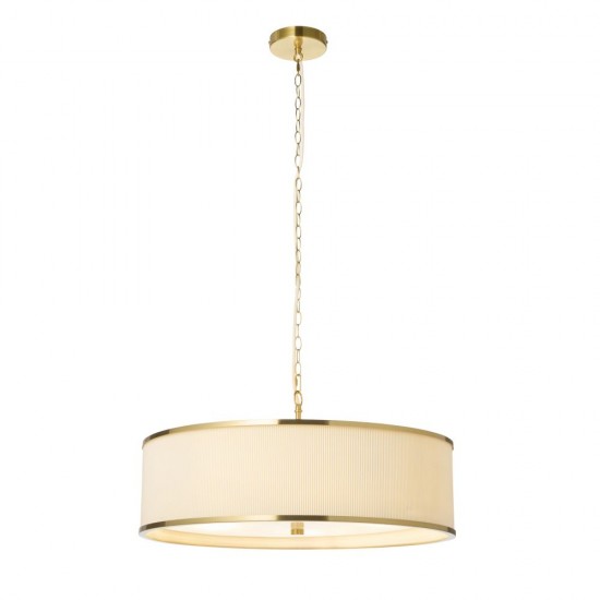 82975-001 Brushed Aged Brass 5 Light Pendant with Ivory Shade