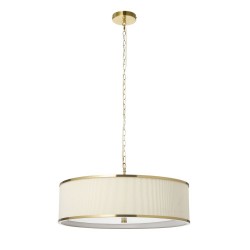 82975-001 Brushed Aged Brass 5 Light Pendant with Ivory Shade