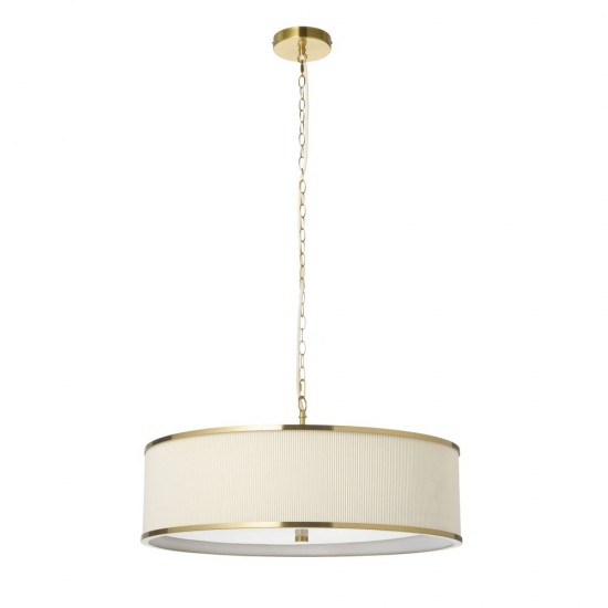 82975-001 Brushed Aged Brass 5 Light Pendant with Ivory Shade