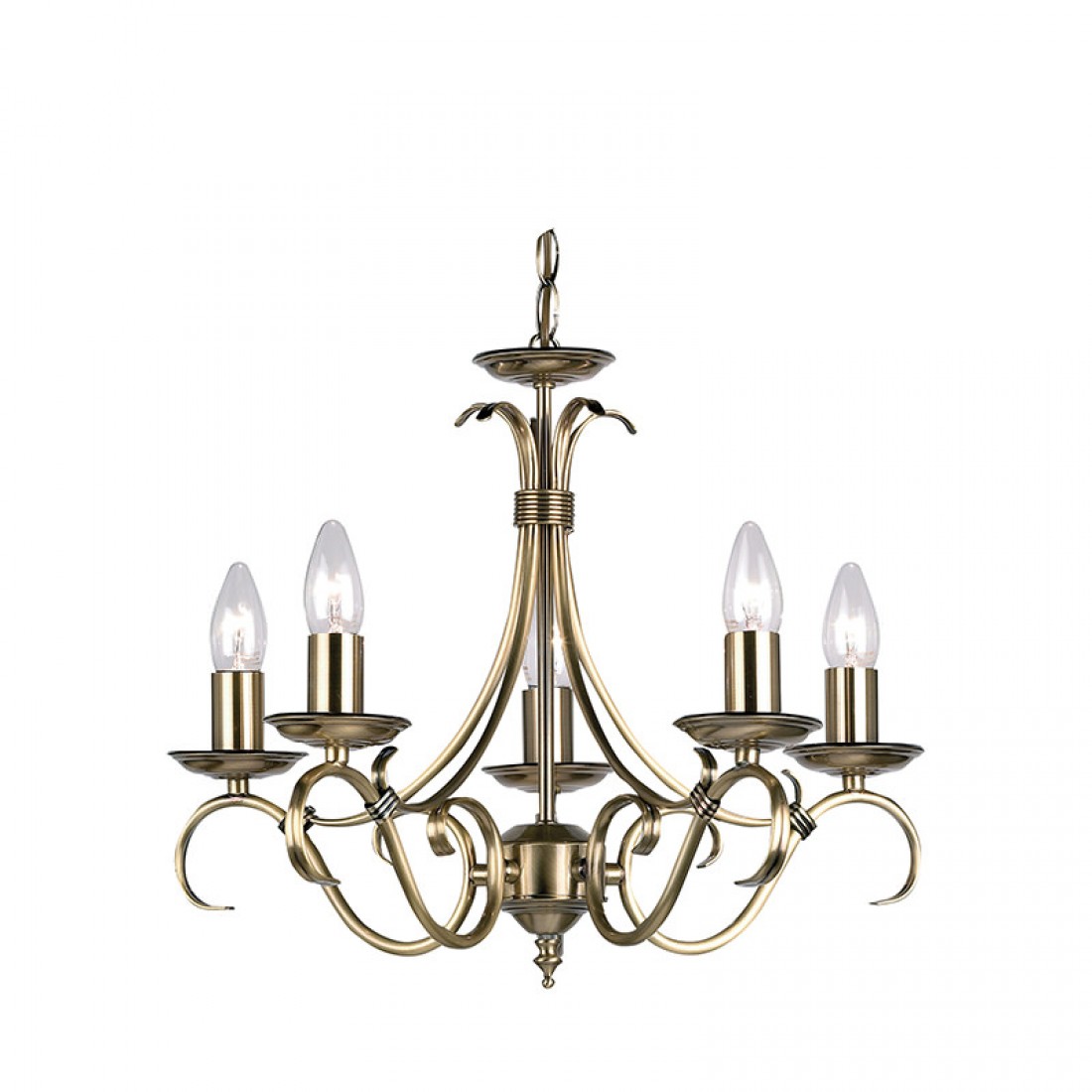 143001 Antique Brass 5 Light Centre Fitting