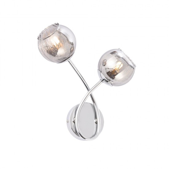 21339-001 Chrome 2 Light Wall Lamp with Smoked Mirror Glasses