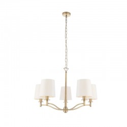 22754-001 Matt Antique Brass 5 Light Centre Fitting with Vintage White Shades 22754-001 Matt Antique Brass 5 Light Centre Fitting with Vintage White Shades