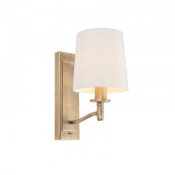 22755-001 Matt Antique Brass Wall Lamp with Vintage White Shade 22755-001 Matt Antique Brass Wall Lamp with Vintage White Shade