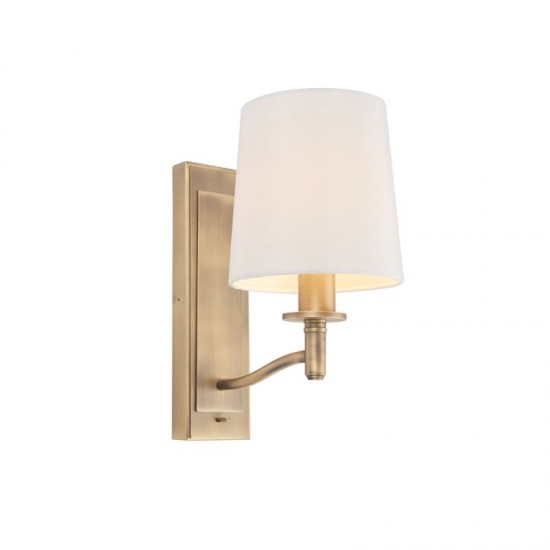 22755-001 Matt Antique Brass Wall Lamp with Vintage White Shade