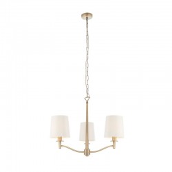 22756-001 Matt Antique Brass 3 Light Centre Fitting with Vintage White Shades 22756-001 Matt Antique Brass 3 Light Centre Fitting with Vintage White Shades