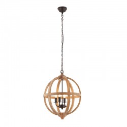 22779-001 Dark Bronze 4 Light Pendant with Natural Wooden Shade