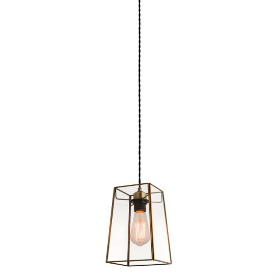 31679-001 - Shade Only - Antique Brass Shade with Glass for Pendant