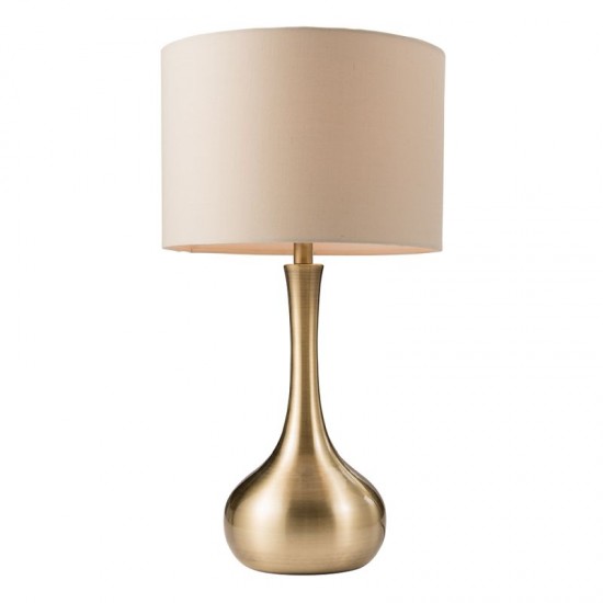 31753-001 Brushed Brass Table Lamp with Taupe Shade