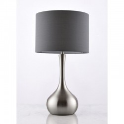31754-001 Satin Nickel Table Lamp with Grey Shade 31754-001 Satin Nickel Table Lamp with Grey Shade