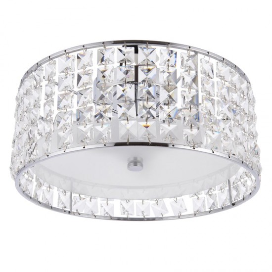 31787-001 Crystal 3 Light Flush with Frosted Glass Diffuser