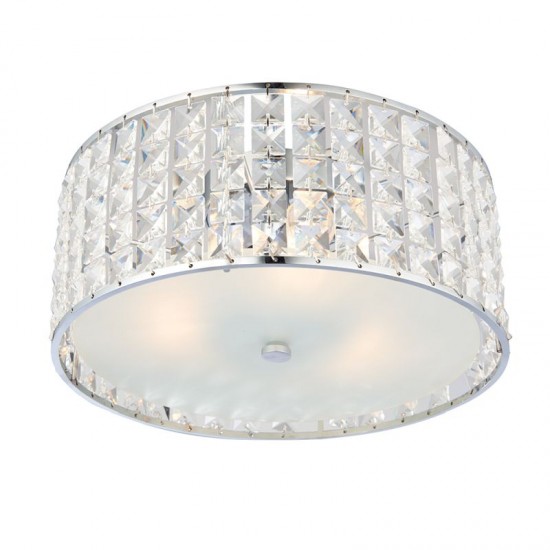 31787-001 Crystal 3 Light Flush with Frosted Glass Diffuser