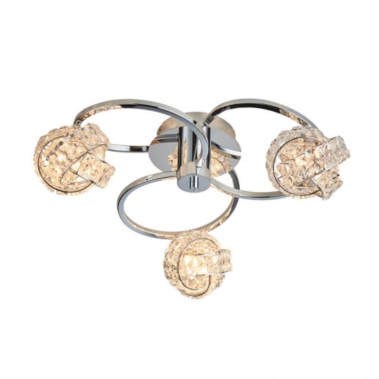 50824-001 Chrome 3 Light Ceiling Lamp with Crystal