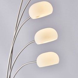 50927-001 Satin Nickel 5 Light LED Floor Lamp with White Glasses 