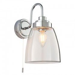 50970-001 Bathroom Chrome Wall Lamp with Clear Glass  50970-001 Bathroom Chrome Wall Lamp with Clear Glass