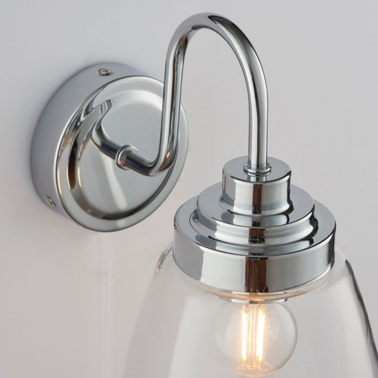 50970-001 Bathroom Chrome Wall Lamp with Clear Glass