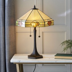 51022-001 Tiffany Glass & Dark Bronze Table Lamp
