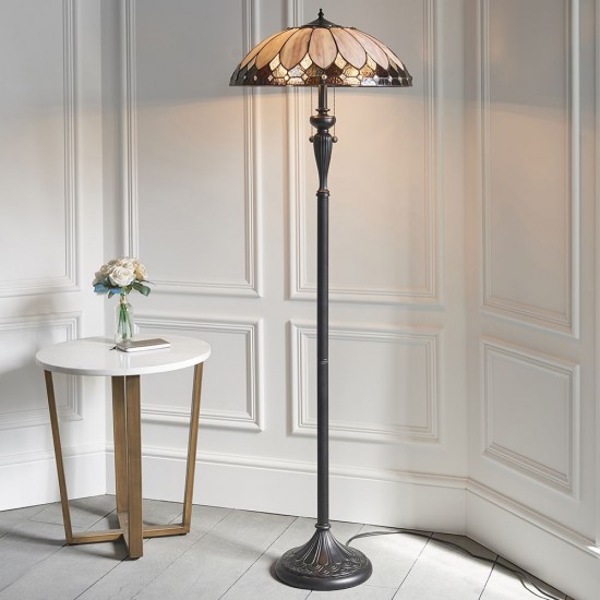51263-001 Tiffany Glass & Dark Bronze Floor Lamp