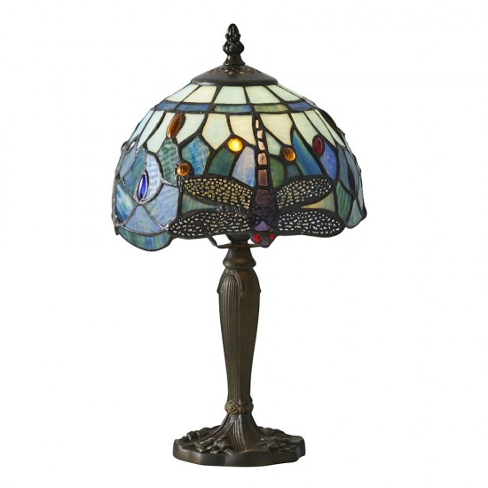 51321-001 Tiffany Glass & Dark Bronze Mini Table Lamp