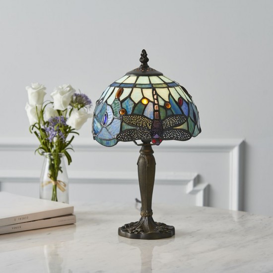 51321-001 Tiffany Glass & Dark Bronze Mini Table Lamp
