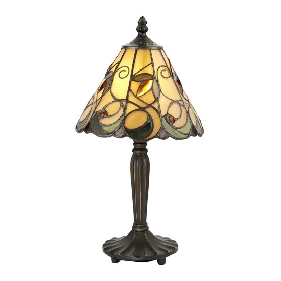 51323-001 Tiffany Glass & Dark Bronze Mini Table Lamp