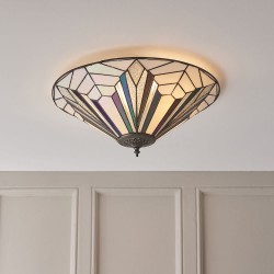 51331-001 Tiffany Glass & Dark Bronze Flush 51331-001 Tiffany Glass & Dark Bronze Flush