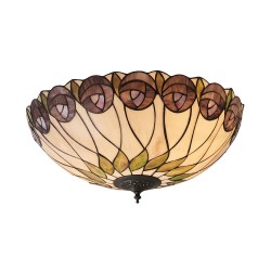 51334-001 Tiffany Glass & Dark Bronze 2 Light Flush 51334-001 Tiffany Glass & Dark Bronze 2 Light Flush