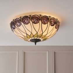 51334-001 Tiffany Glass & Dark Bronze 2 Light Flush 51334-001 Tiffany Glass & Dark Bronze 2 Light Flush