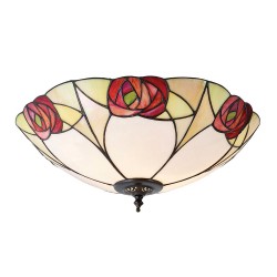 51335-001 Tiffany Glass & Dark Bronze Flush 51335-001 Tiffany Glass & Dark Bronze Flush