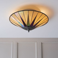 51338-001 Tiffany Glass & Dark Bronze Flush 51338-001 Tiffany Glass & Dark Bronze Flush